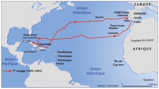 Encyclopedie Larousse En Ligne Le Premier Voyage De Christophe Colomb 1492 1493