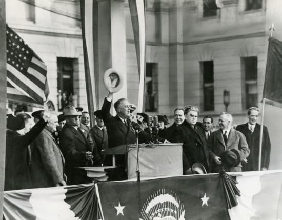 Discours du président Roosevelt lors de sa visite à Harrisburg (Pennsylvanie), octobre 1936
