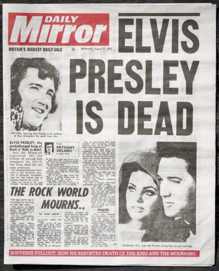 Elvis Presley (une du Daily Mirror)
