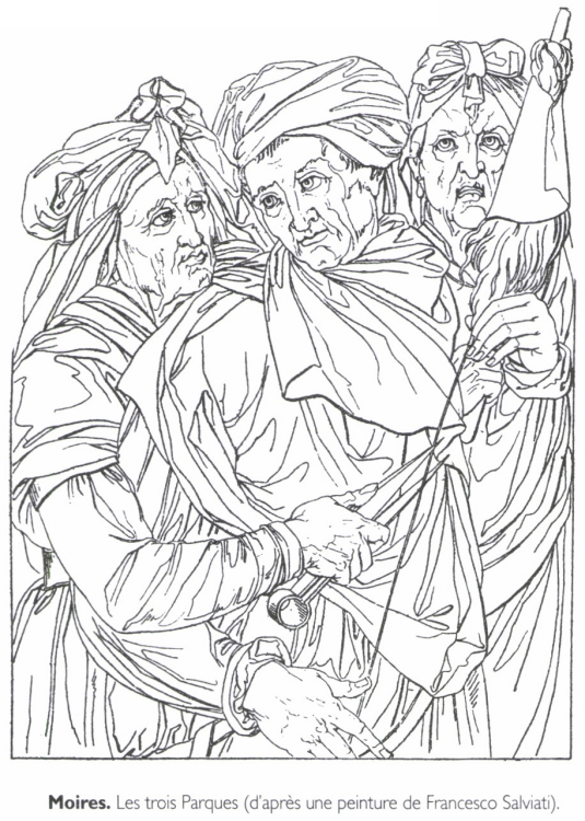 Moires. Les trois Parques. Moires. Les trois Parques.