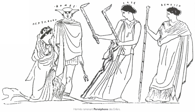 Hermès ramenant Perséphone des Enfers. Hermès ramenant Perséphone des Enfers.