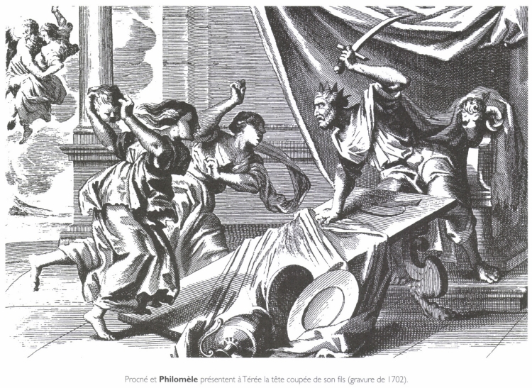Procné et <B>Philomèle</B> présentent à Térée la tête coupée de son fils.