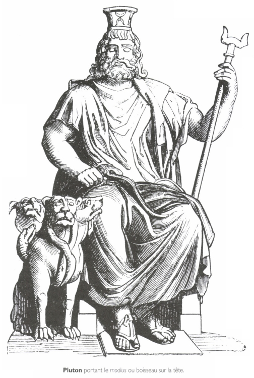 Pluton portant le modius ou boisseau sur la tête. Pluton portant le modius ou boisseau sur la tête.