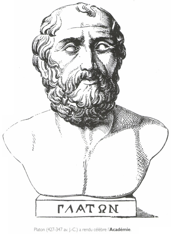 Platon (427-347 av. J.-C.) a rendu célèbre l'<B>Académie</B>.