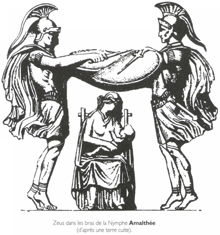 Zeus dans les bras de la Nymphe Amalthée.