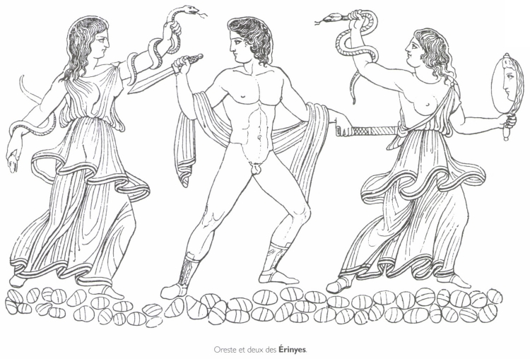 Oreste et deux des Érinyes.