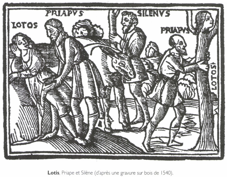 Lotis, Priape et Silène. Lotis, Priape et Silène.