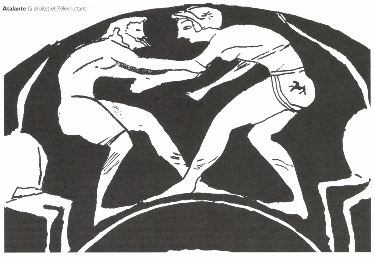 Atalante (à droite) et Pélée luttant. Atalante (à droite) et Pélée luttant.