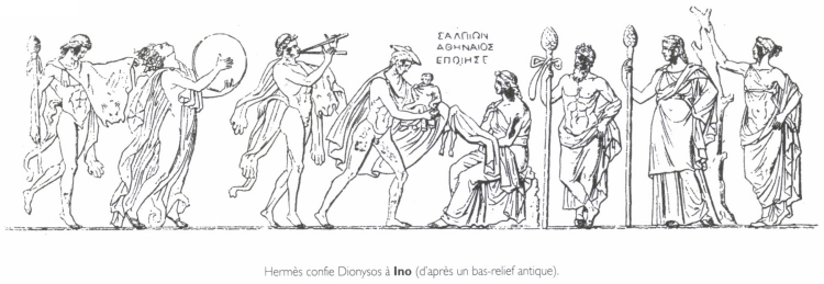 Hermès confie Dionysos à Ino. Hermès confie Dionysos à Ino.