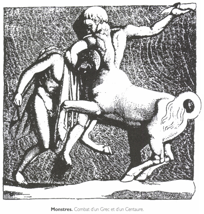 <B>Monstres.</B> Combat d'un Grec et d'un Centaure.