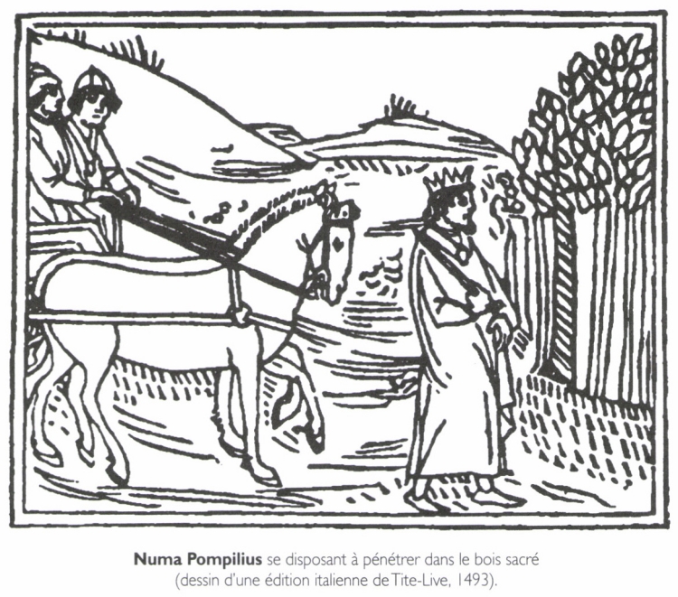 Numa Pompilius se disposant à pénétrer dans le bois sacré.