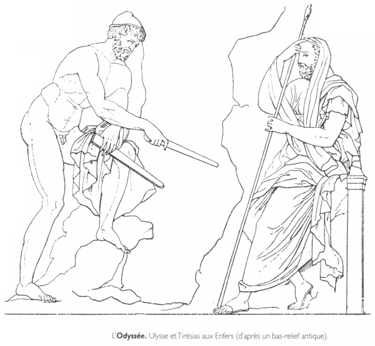 L' Odyssée . Ulysse et Tirésias aux Enfers. Média LAROUSSE