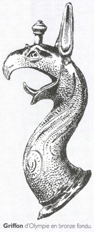 Griffon d'Olympie en bronze fondu.