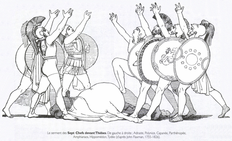 Le serment des Sept Chefs devant Thèbes . Média LAROUSSE