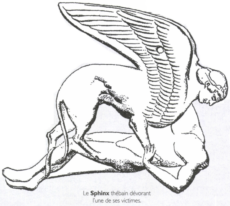 Le Sphinx thébain dévorant l'une de ses victimes.