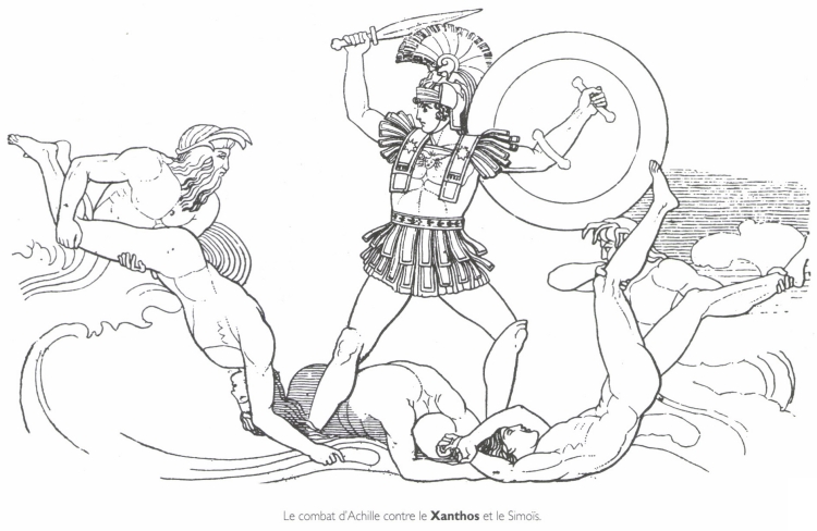 Le combat d'Achille contre le <B>Xanthos</B> et le Simoïs.