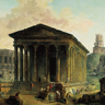 Hubert Robert, la Maison carrée, les arènes et la tour Magne à Nîmes Hubert Robert, la Maison carrée, les arènes et la tour Magne à Nîmes