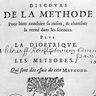 René Descartes, page de titre du Discours de la méthode