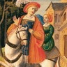 Seigneur et dame à la promenade à cheval