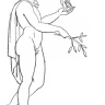 Arès tient d'une main la Victoire, de l'autre l'olivier, symbole de la paix que procure la victoire.